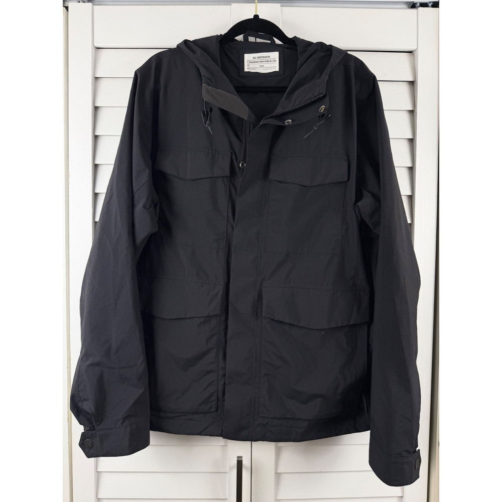 REI Co-op Field Jacket Mens L Black Hooded Utility Full Zip